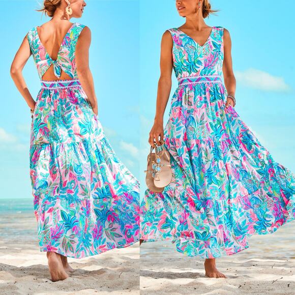 Lilly Pulitzer Charleen Multicolor Maxi Dress Size 0 - Picture 1 of 14